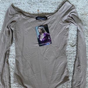 Naked Wardrobe cream off shoulder body suit